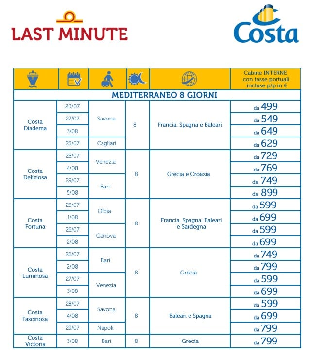 Last Minute Costa Crociere